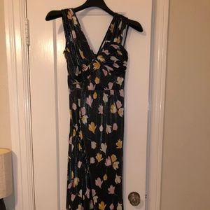 Self Portrait Floral Printed Plisse Dress, Black